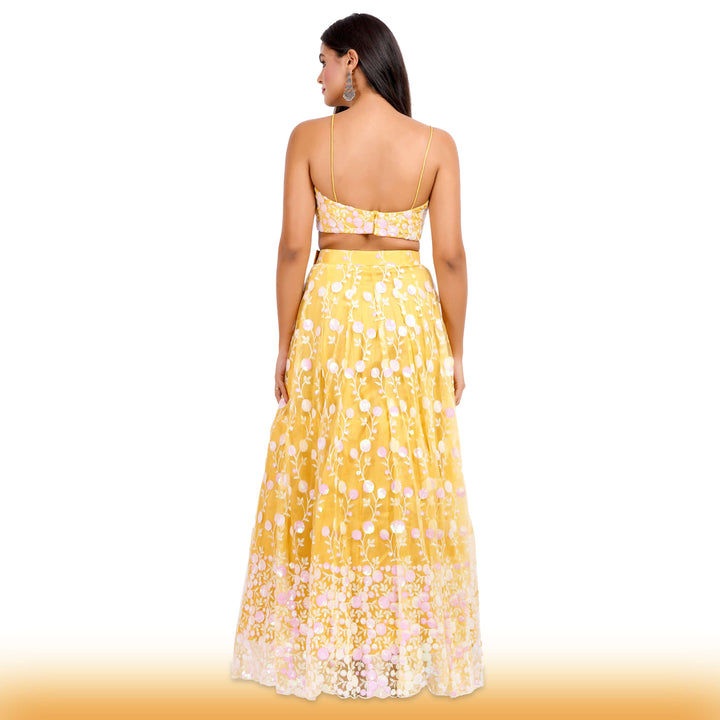 Yellow Rainbow Sequin Lehenga