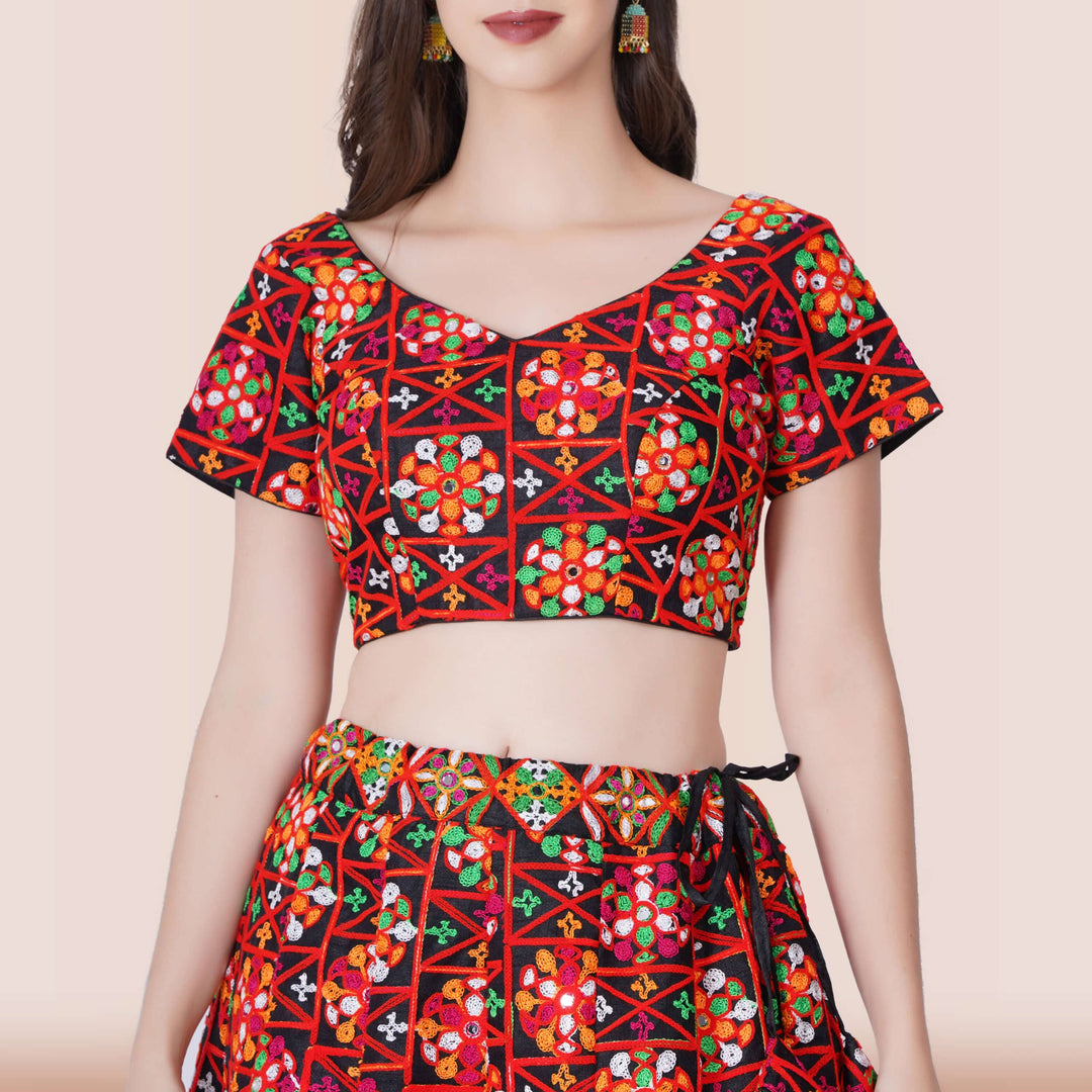 Multicolor Navratri Chania Choli - Sleeves