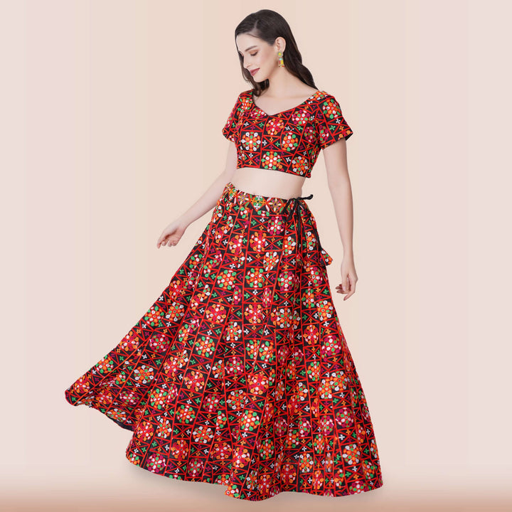 Multicolor Navratri Chania Choli - Sleeves