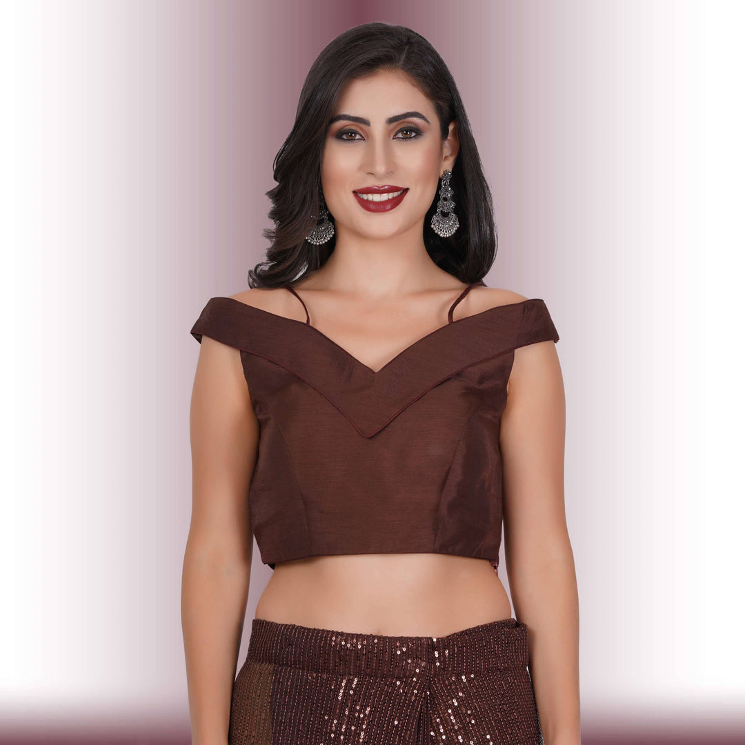 Sequin Work One Minute Saree - Brown