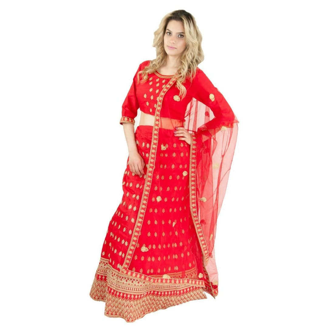 Essential Party Lehenga -Red - Chiro's By Jigyasa