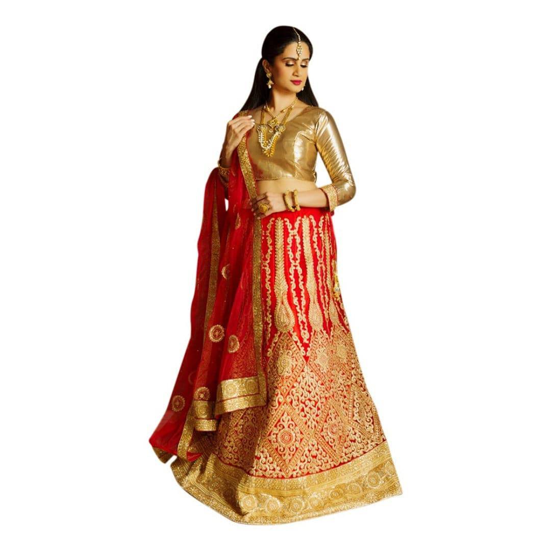 Red Lehenga with net duppatta