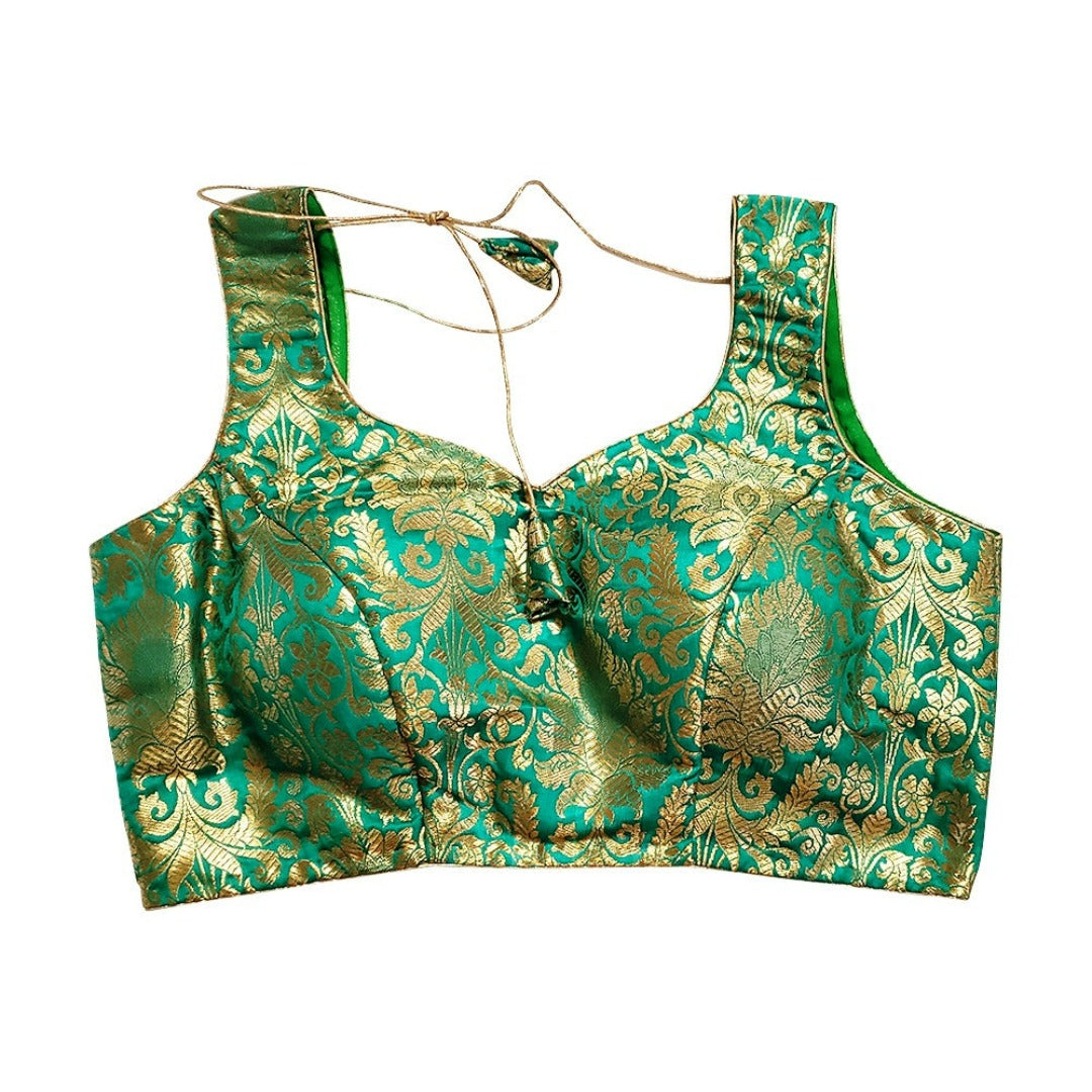 Green - Readymade brocade saree blouses