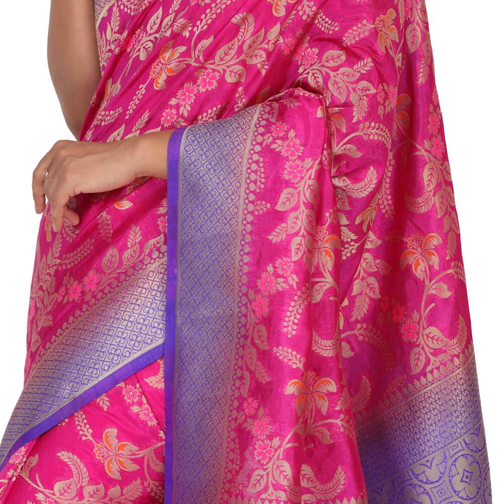 Banaras Tilfi Sari with Pattu Border - Closeup