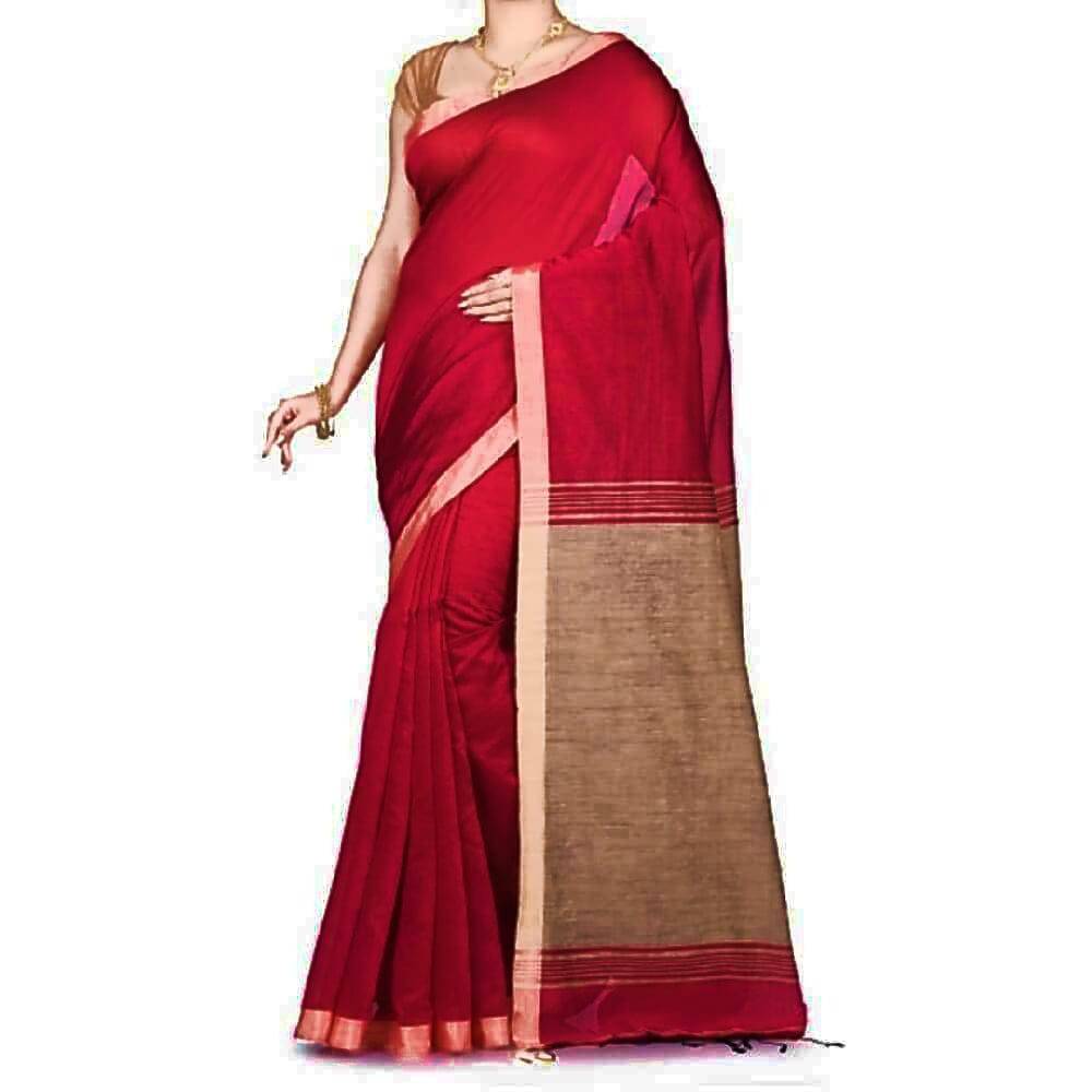 Silk Cotton Handloom Saree - Maroon