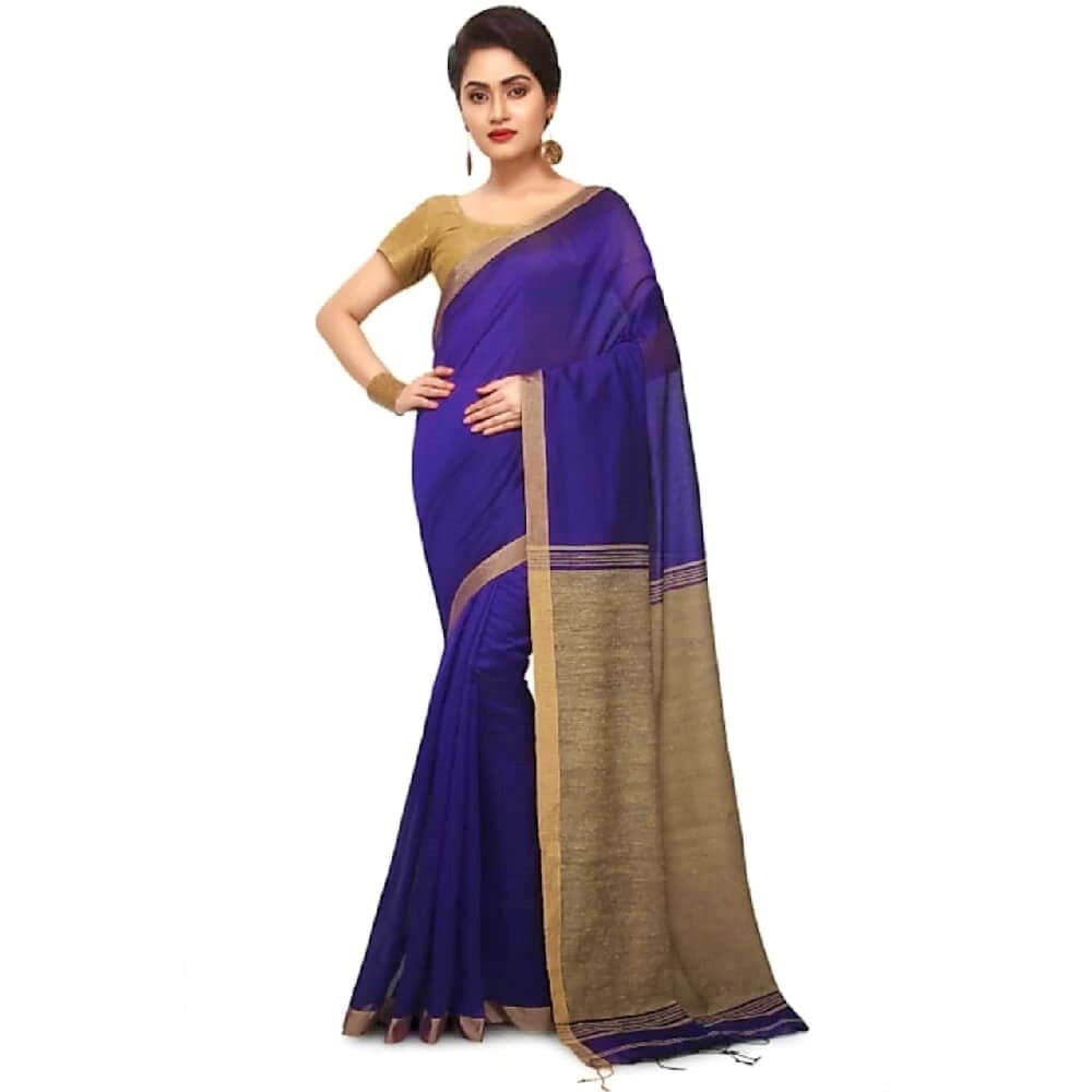 Silk Cotton Handloom Saree - Royal Blue