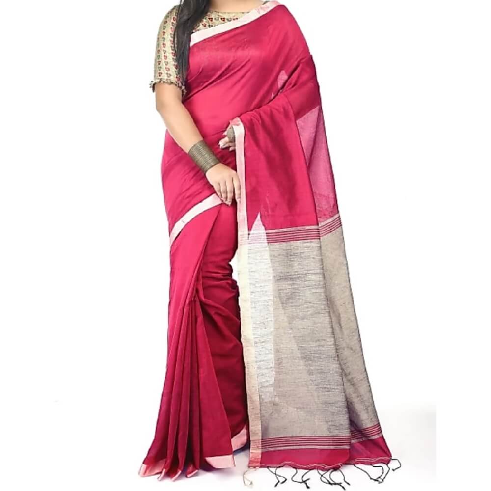 Silk Cotton Handloom Saree - Pink