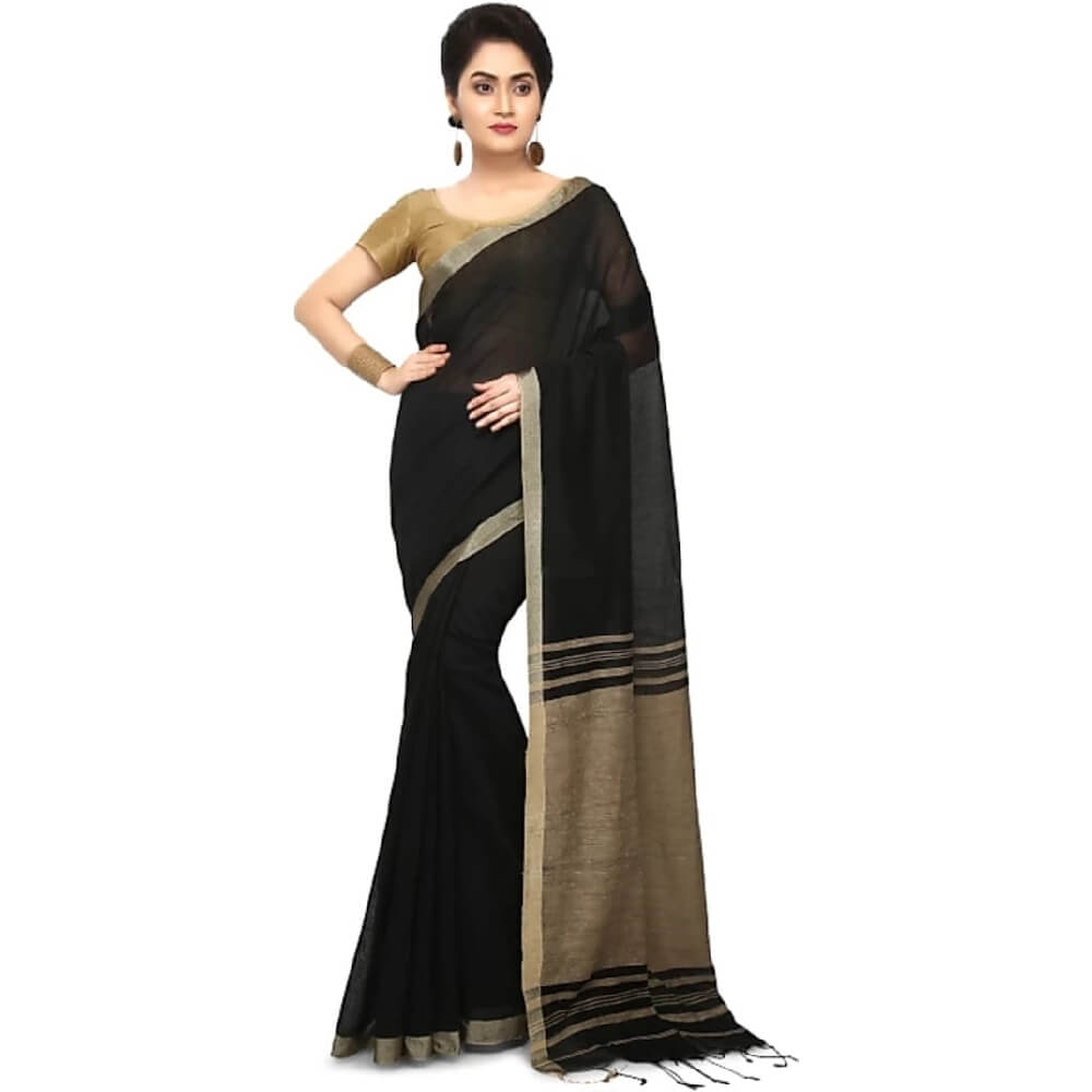 Silk Cotton Handloom Saree - Black