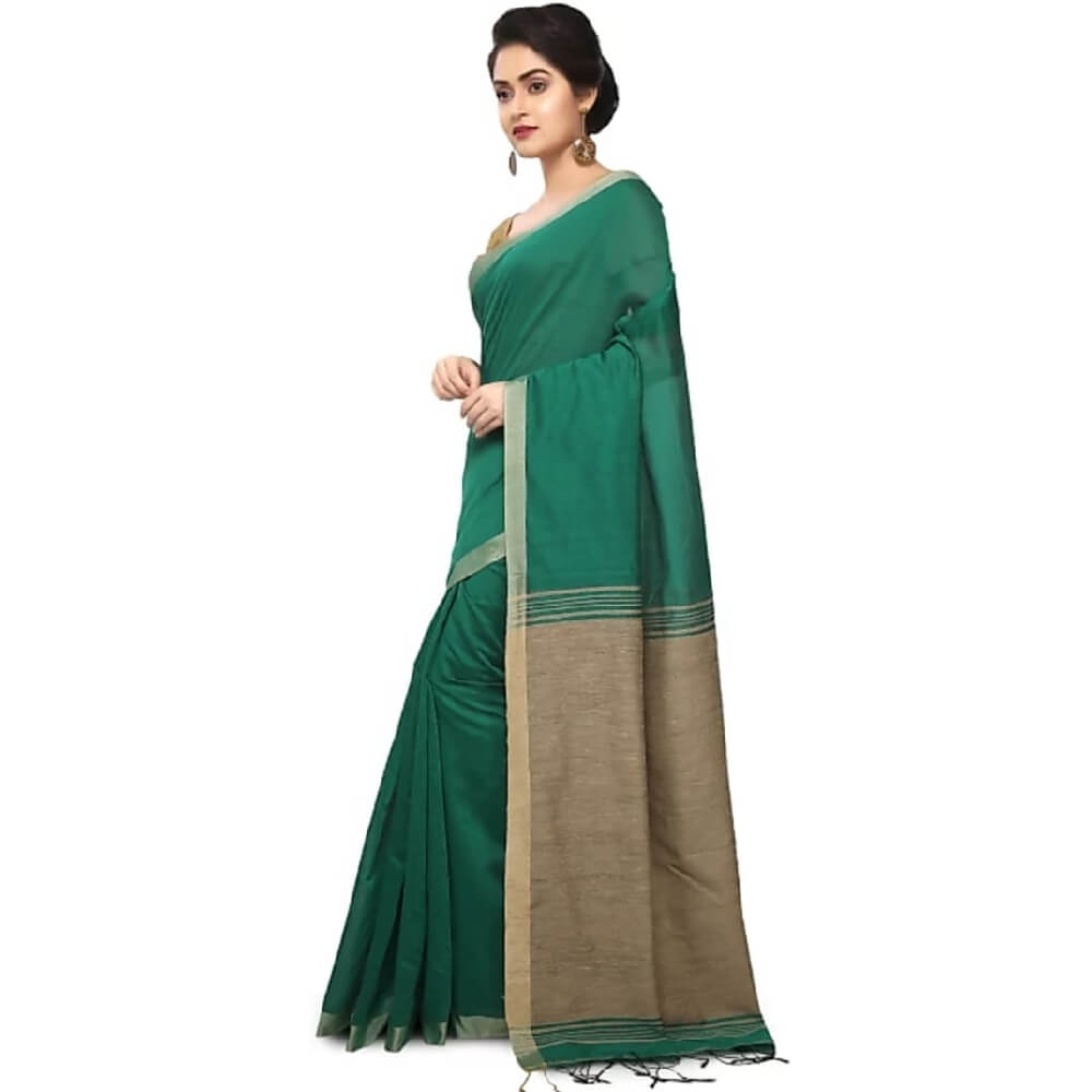 Silk Cotton Handloom Saree - Green