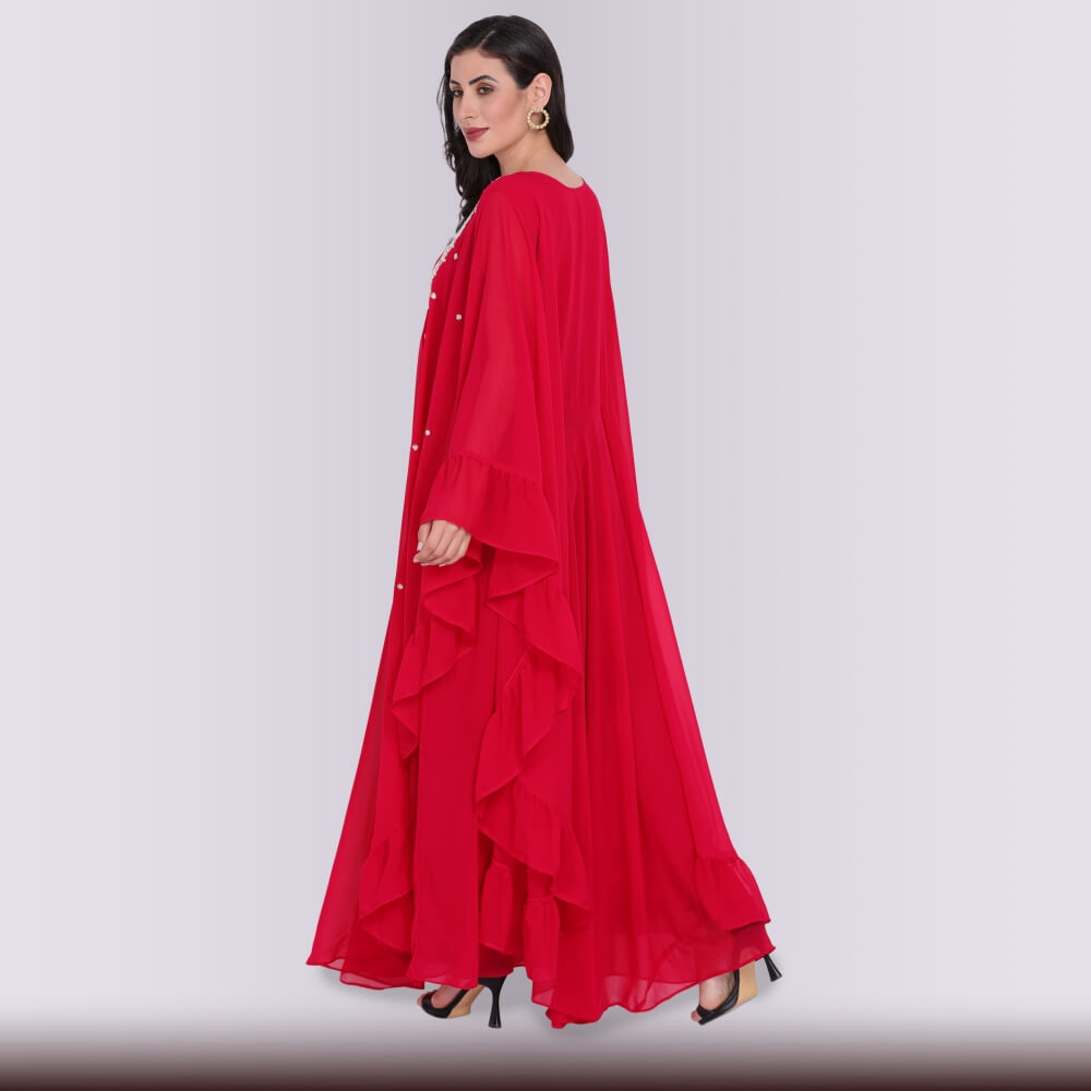 Satin And Chiffon Baby Red Party Wear Dress at Rs 1500 in Delhi | ID:  20347911133