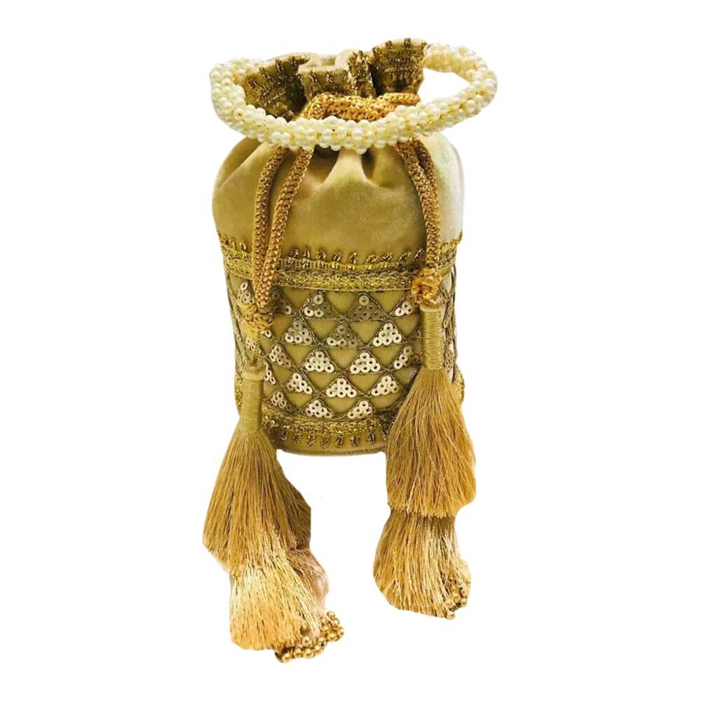 Batua Purse with Pearl handles - Gold