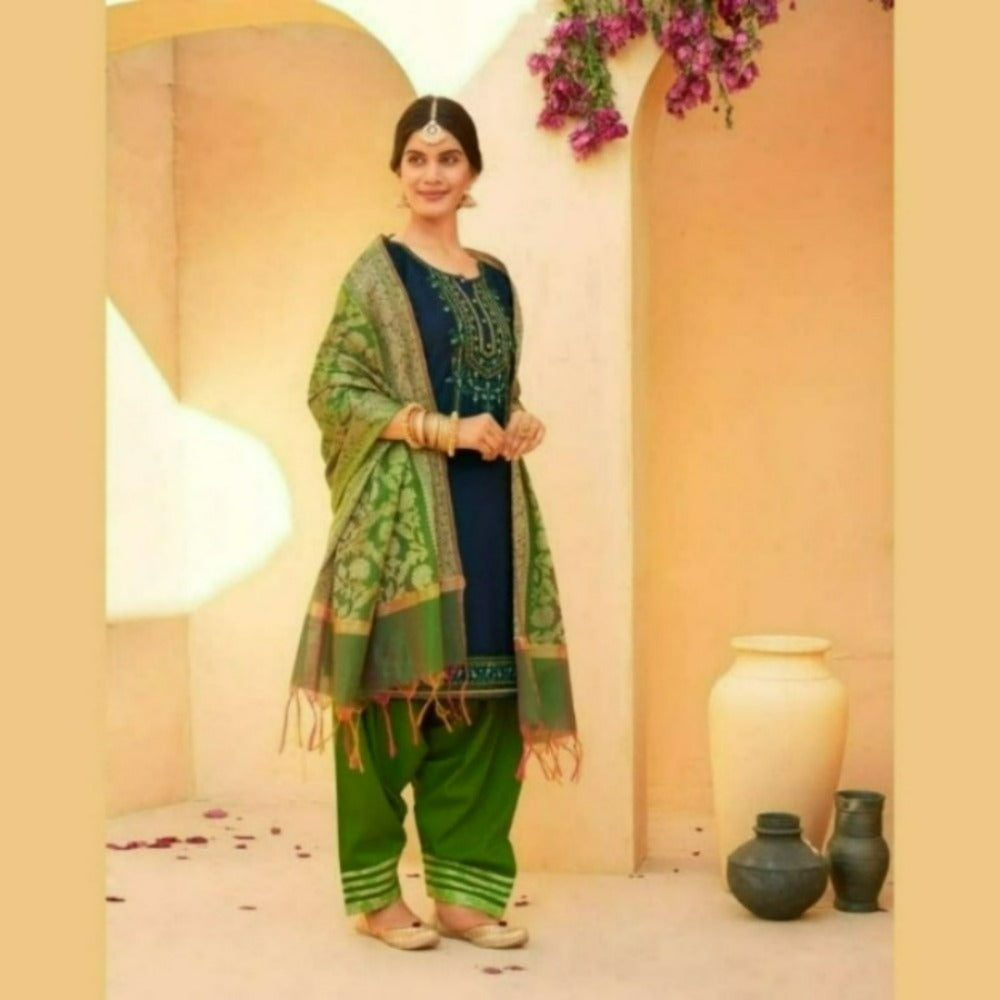Cotton Silk Patiala Suit with benarasi duppatta