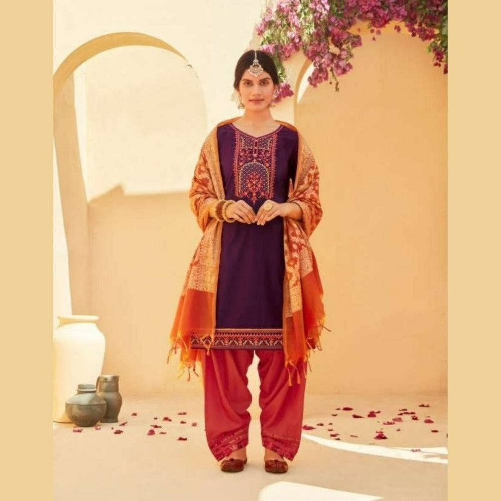 Benarasi Patiala Suit in maroon