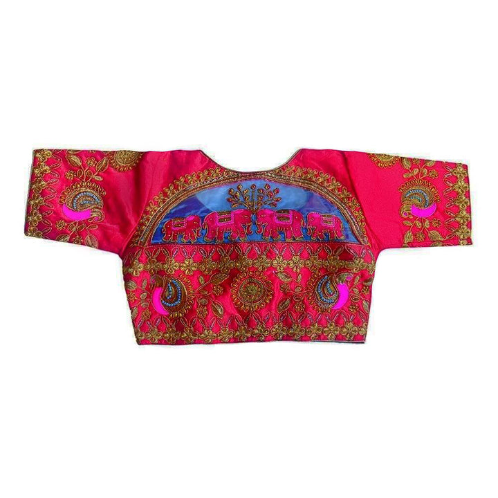 Readymade Saree Blouse With Embroidery  - Red