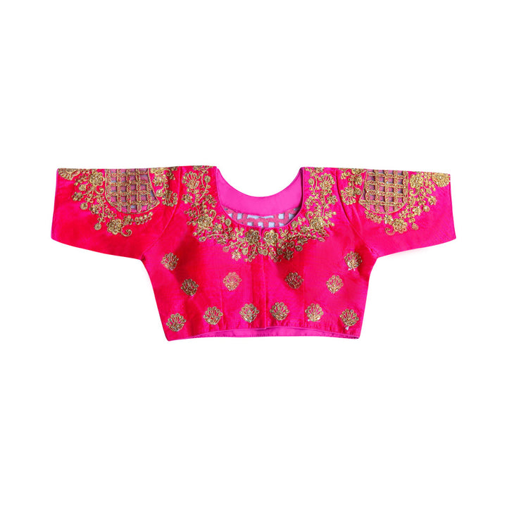 Cut work Readymade Saree blouse - Hot Pink