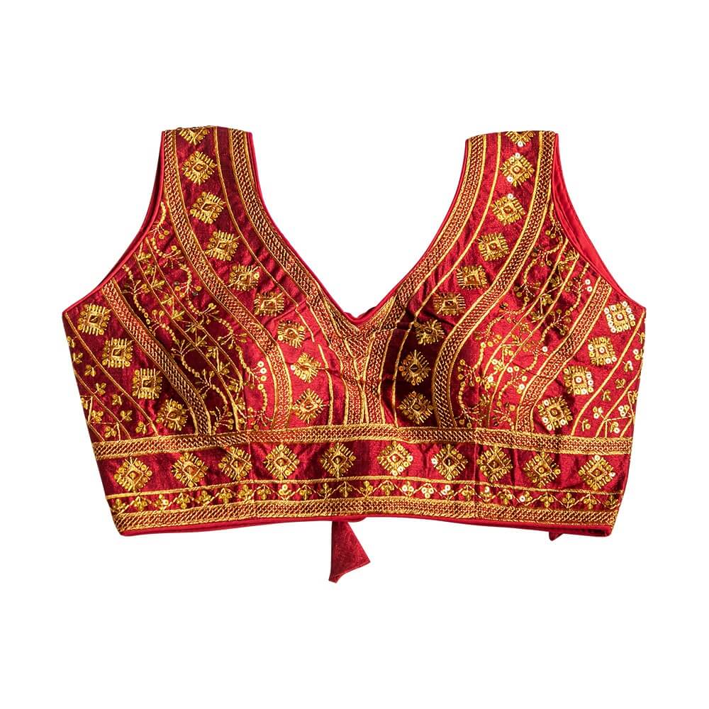 Ready to wear sleeveless Saree Blouse  - Red