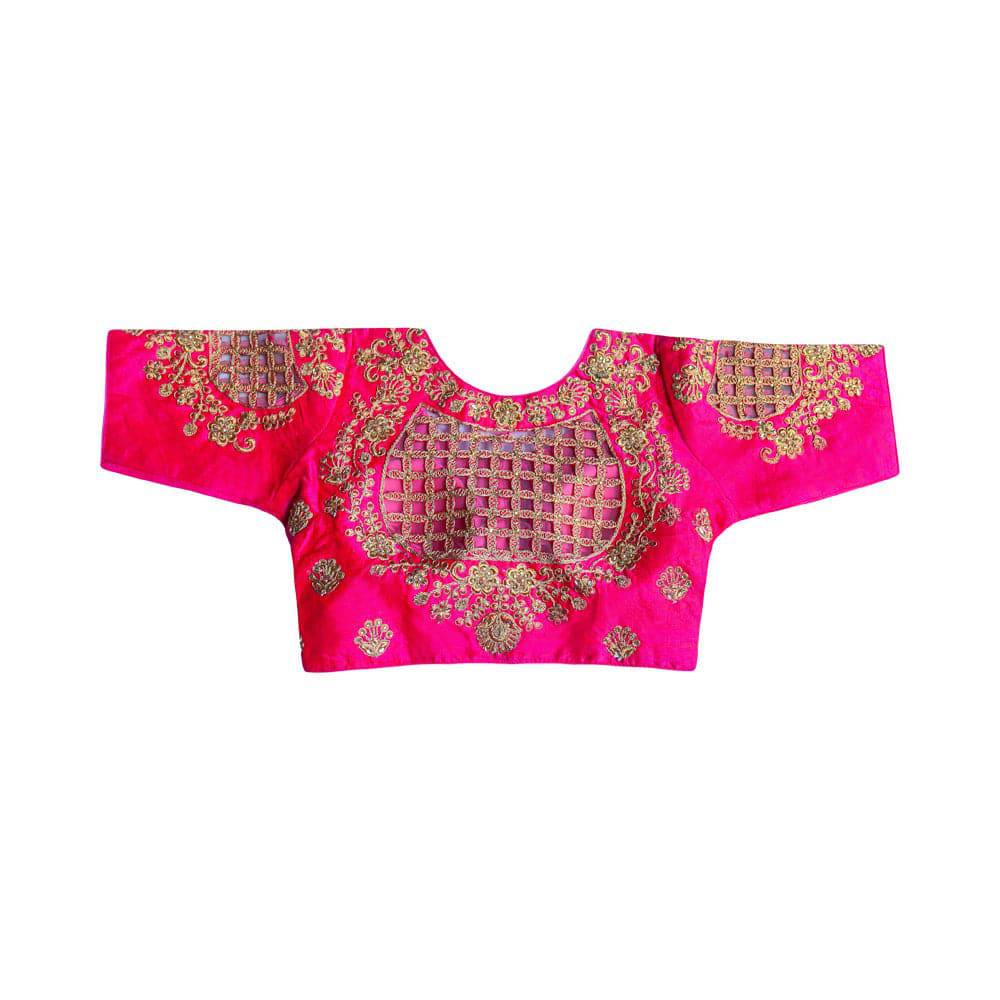 Cut work Readymade Saree blouse - Hot Pink