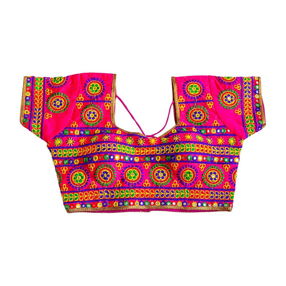 Multi color saree bloue with Kutchi embroidery