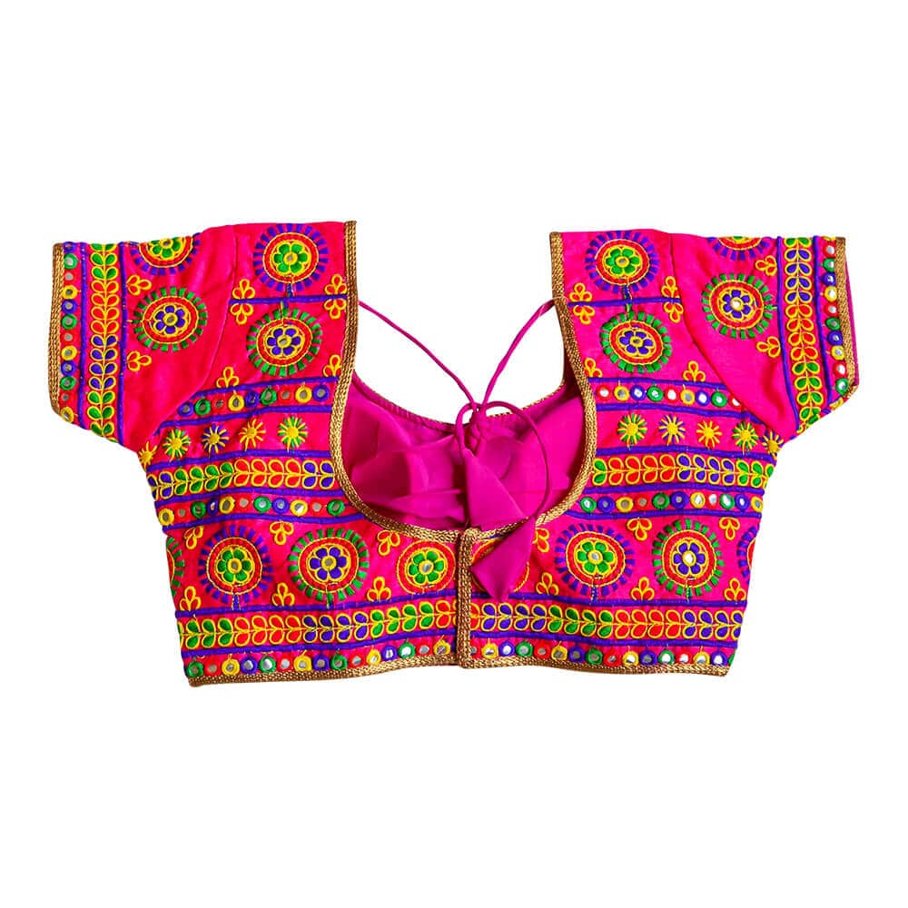 Multi color saree bloue with Kutchi embroidery