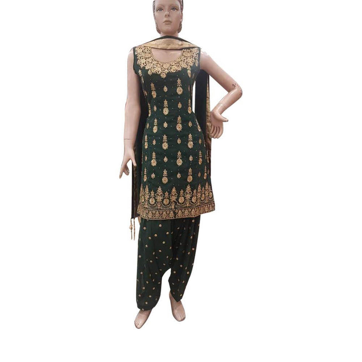 Gold Embroidered  Patiala Dress