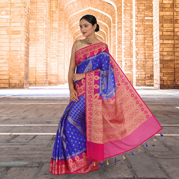 Banarasi Malai  Silk Sari - Blue