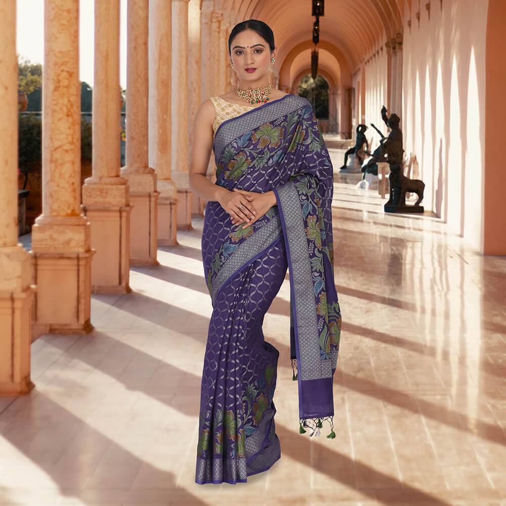 Purple soft khaddi Georgette banarasi saree