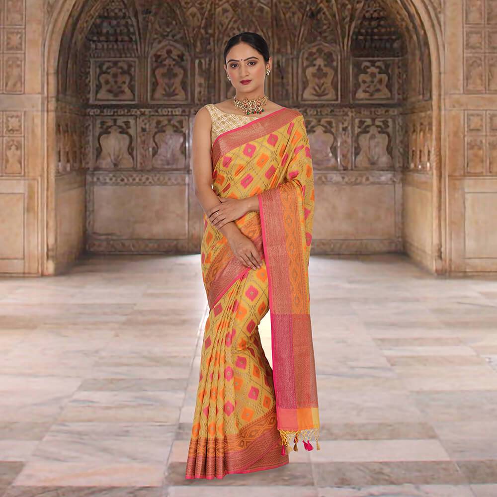 Soft Chanderi cotton silk saree with Zari weave