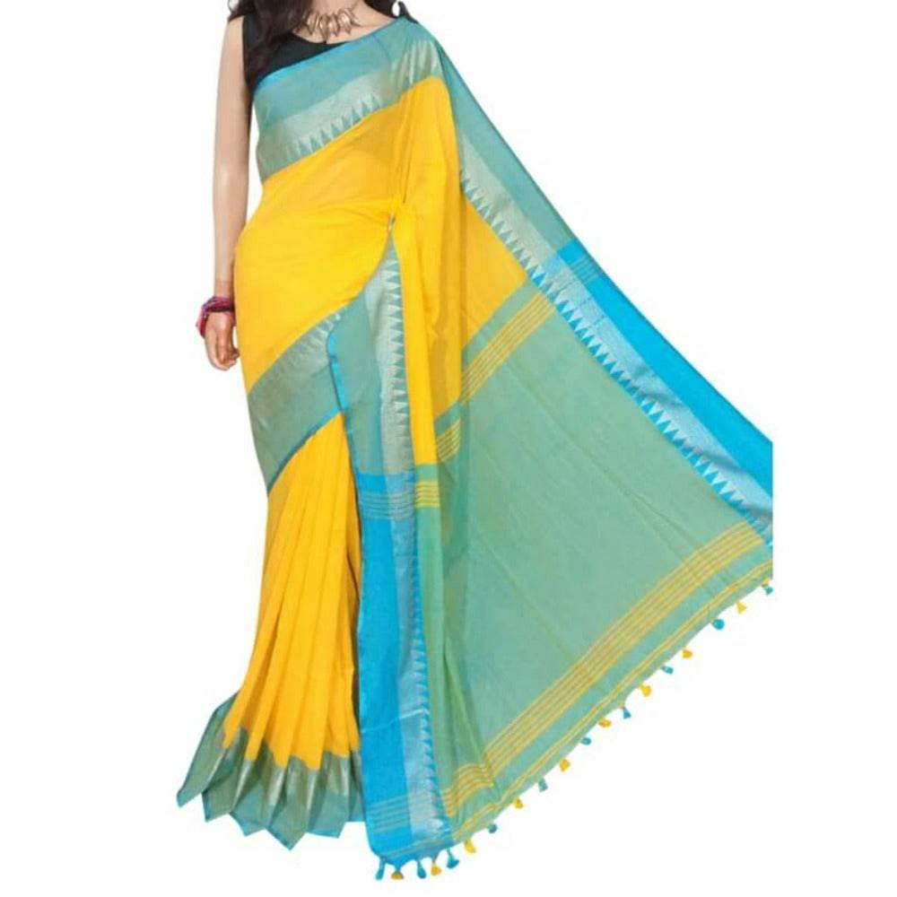 Handloom Cotton Saree with Jari border Blue border