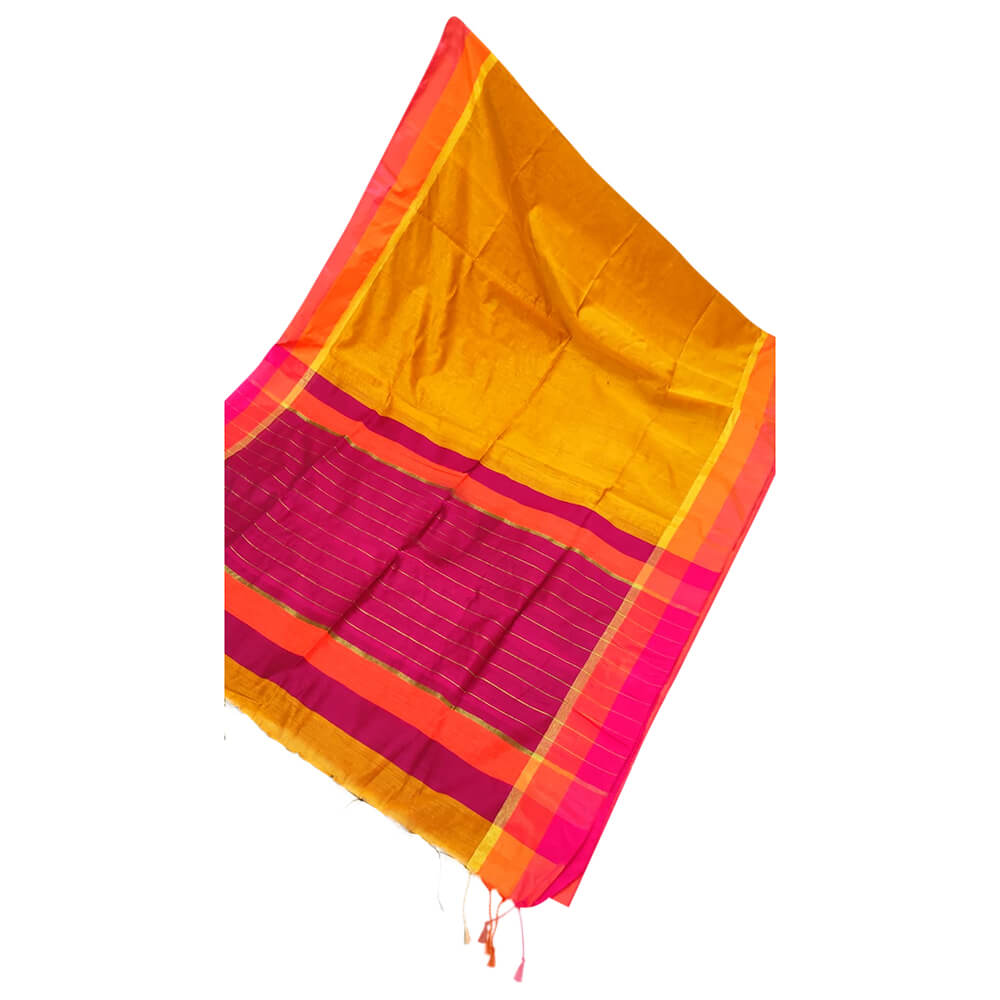 Cotton Silk saree in Vibrant color - Yellow