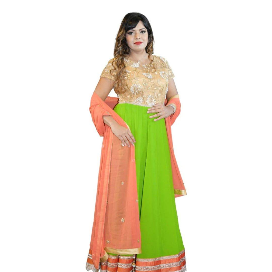 sachin and babi light blue dress Bollywood style Chiffon Anarkali dress