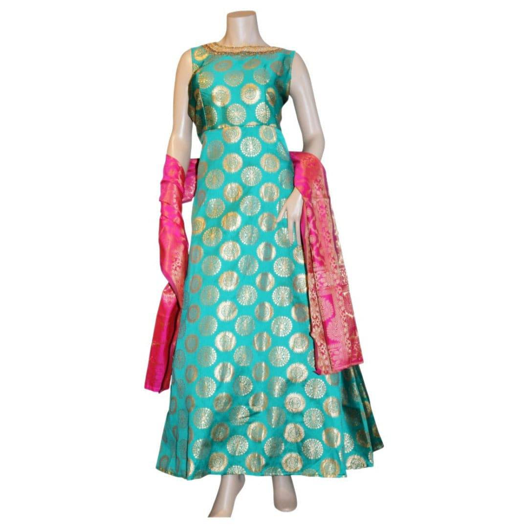 Green - Ethnic brocade anarkali suits