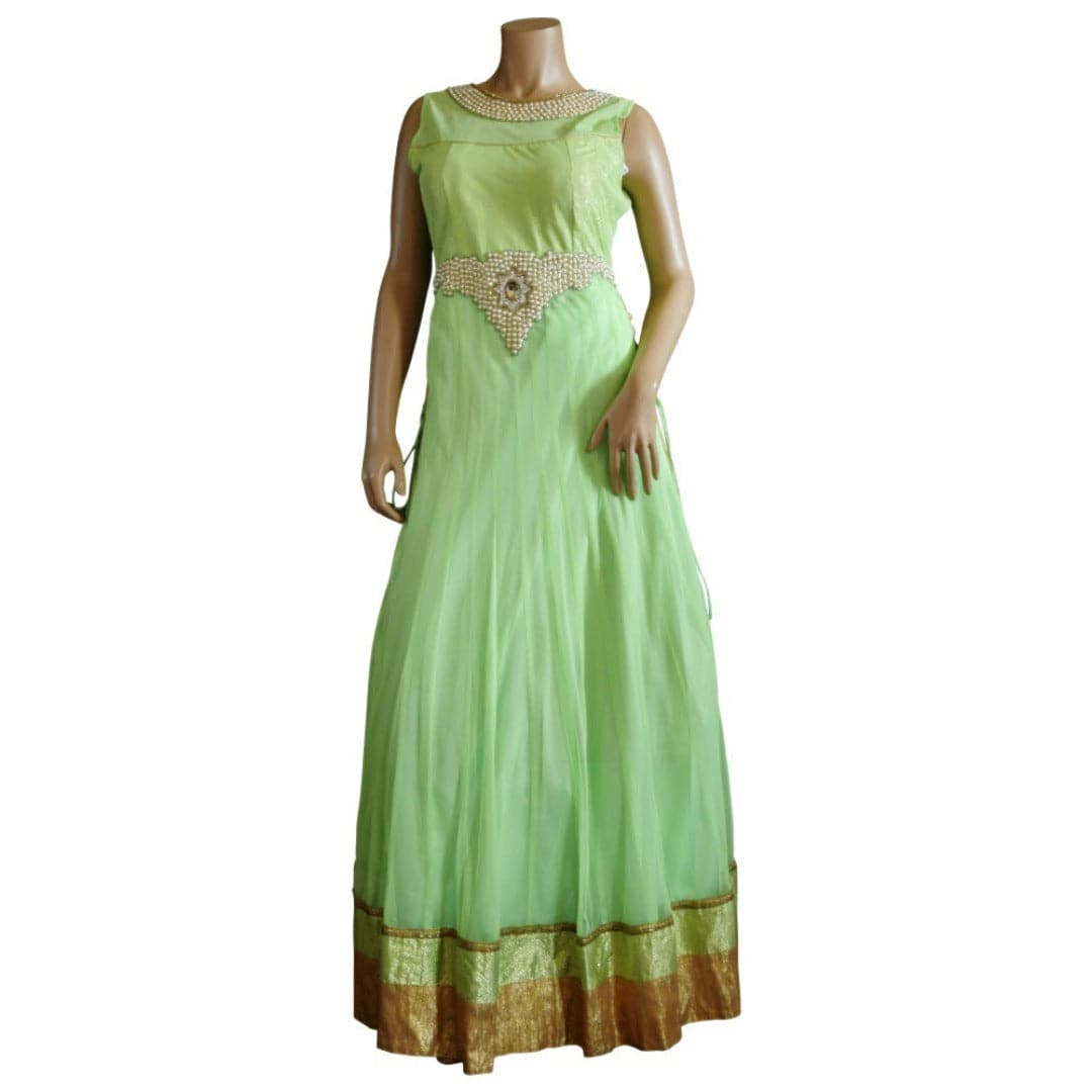 Light green embroidered floor length gown - Chiro's By Jigyasa