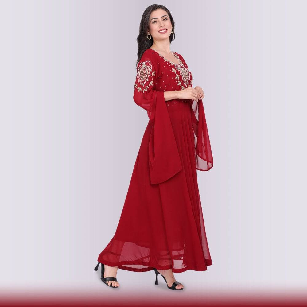 Unique Contemporary Gown dress - Maroon