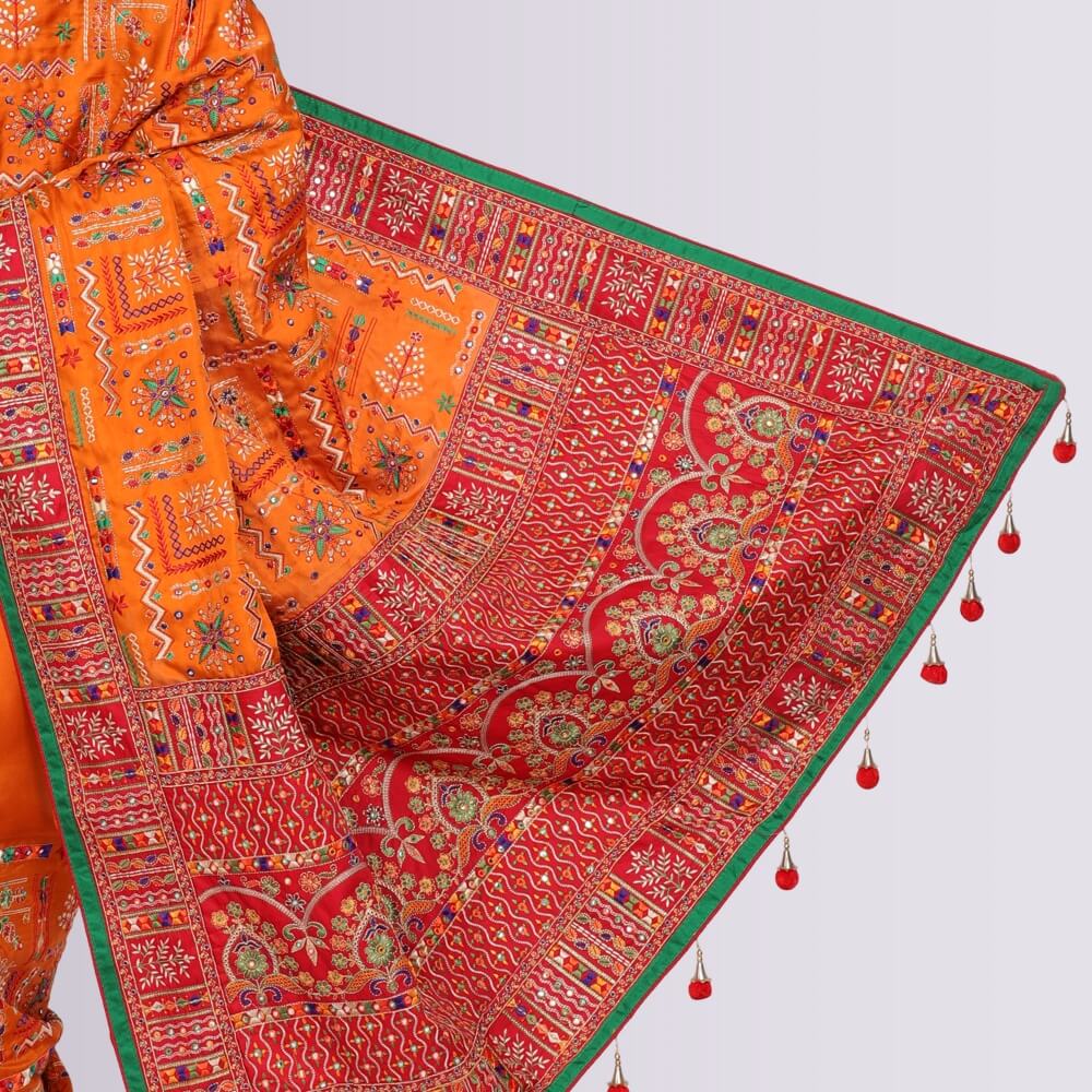 Transitional  Gharchola in Orange and Red