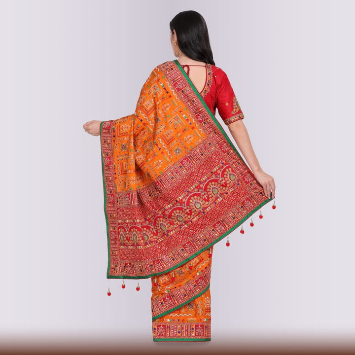 Transitional  Gharchola in Orange and Red