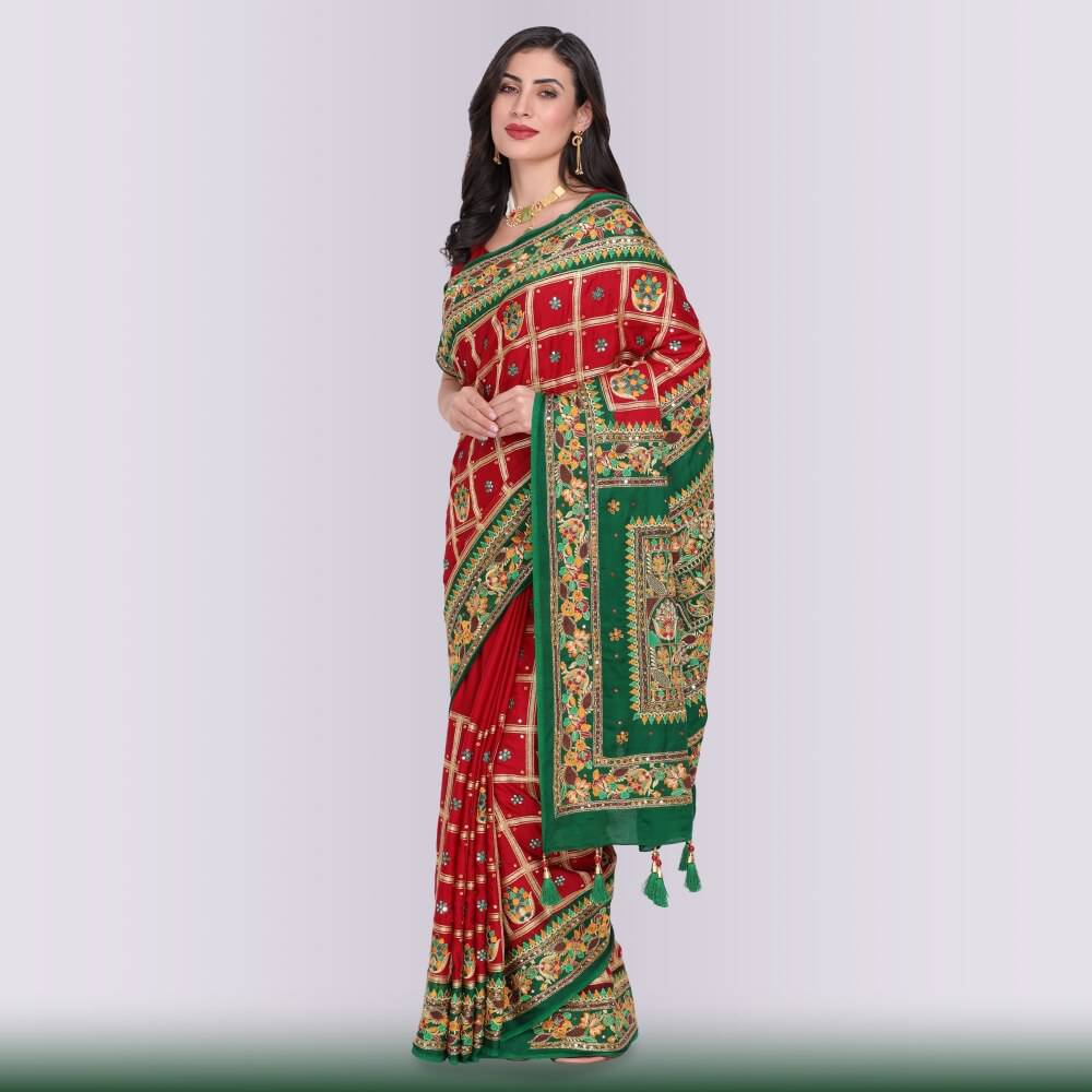 Zardosi work Gaji Silk Gharchola Saree