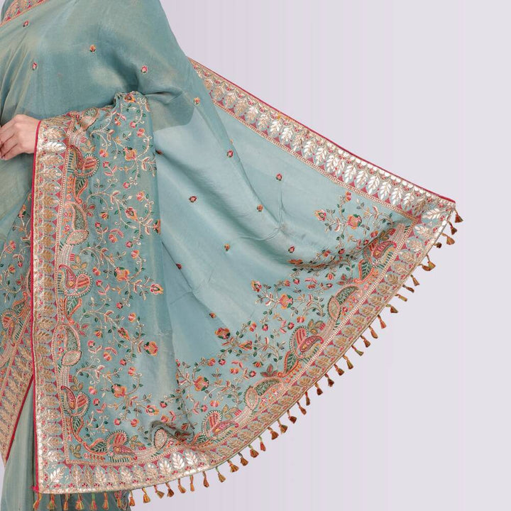 Pure Organza Saree with Hand Embroidery