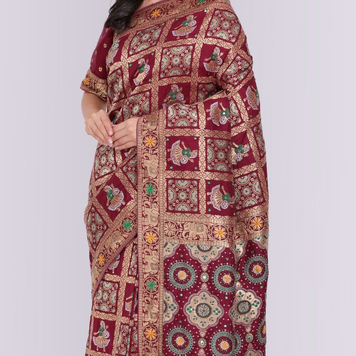 Traditional Gharchoda in Maroon