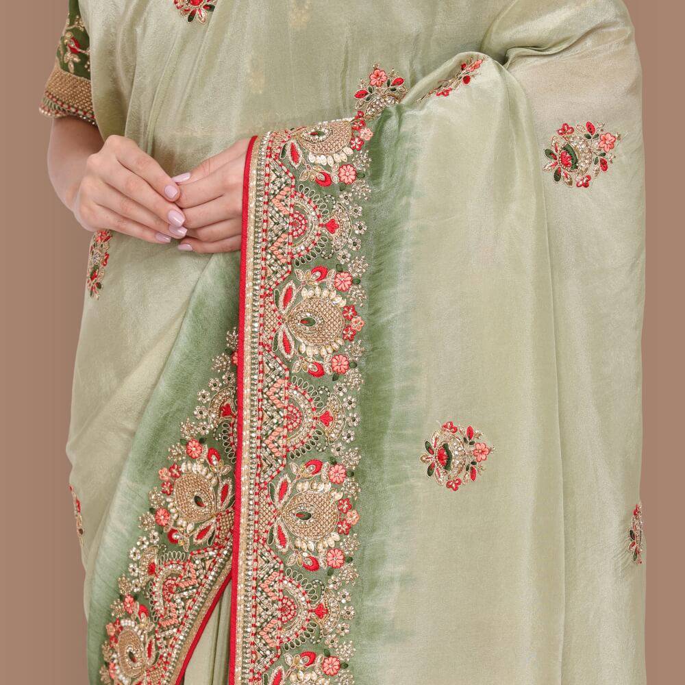 Pure Organza Saree with Zardozi work