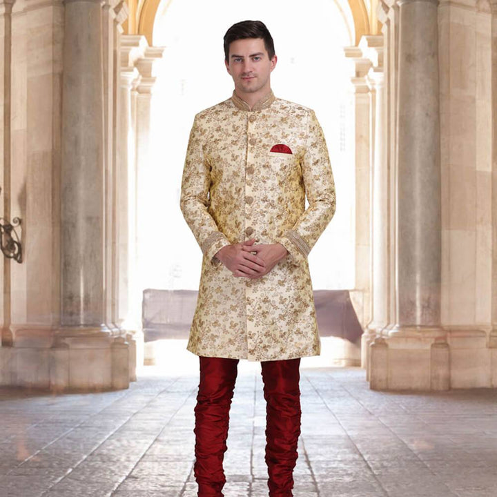 Modern Indo Western Sherwani with embroidery