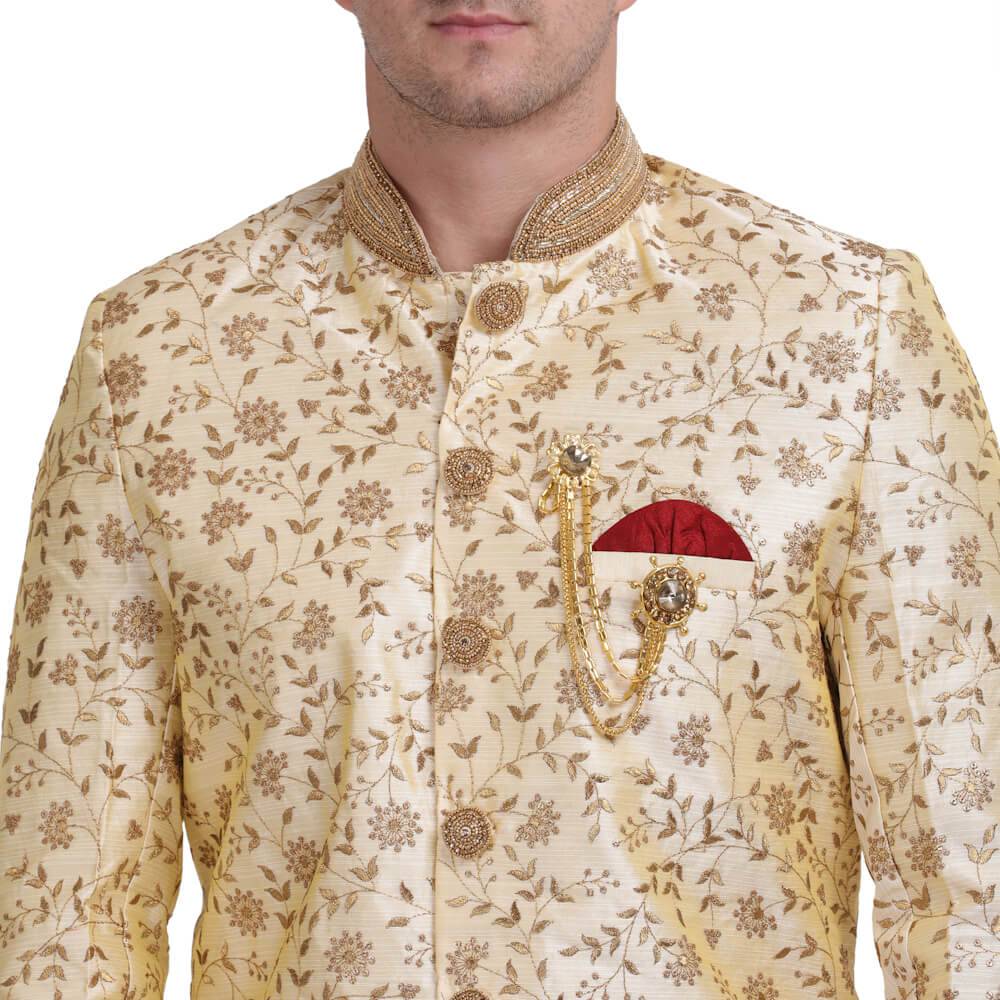 Indo Western Sherwani with jaal work