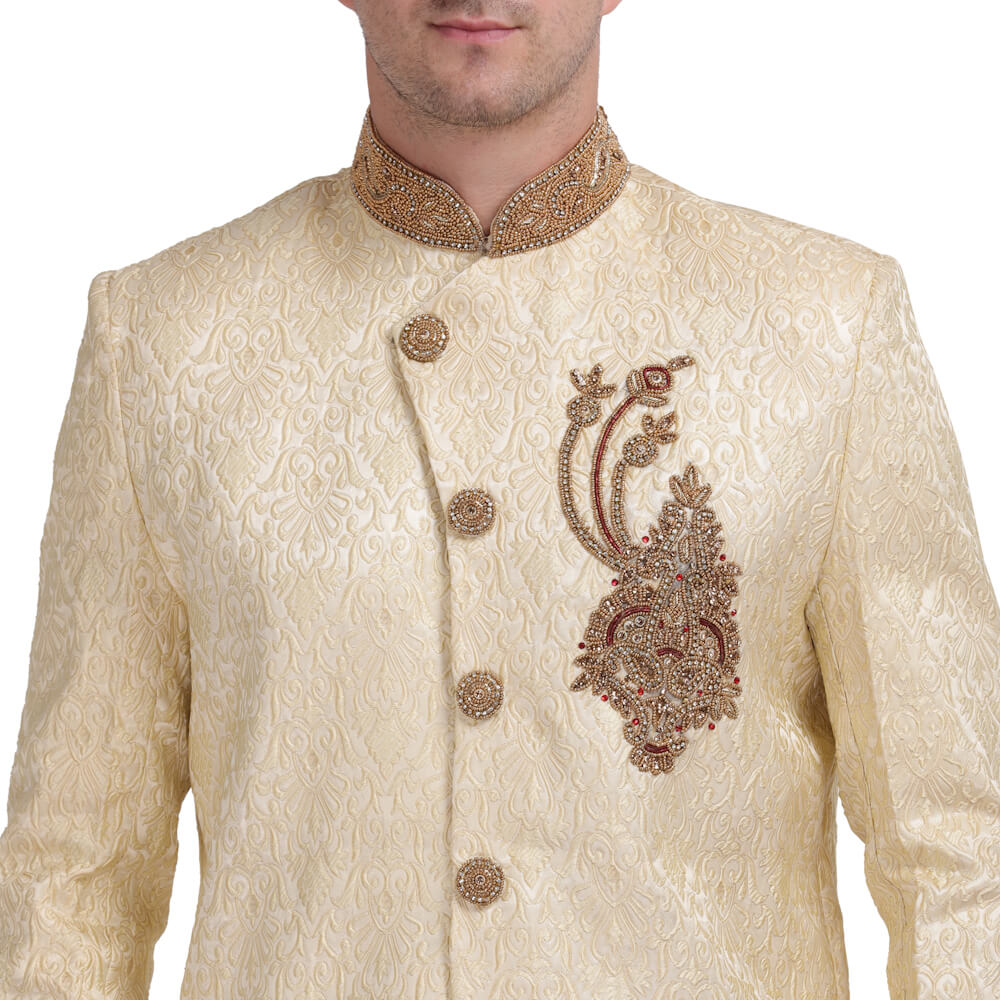 Elegant Indo Western Sherwani in Brocade Silk