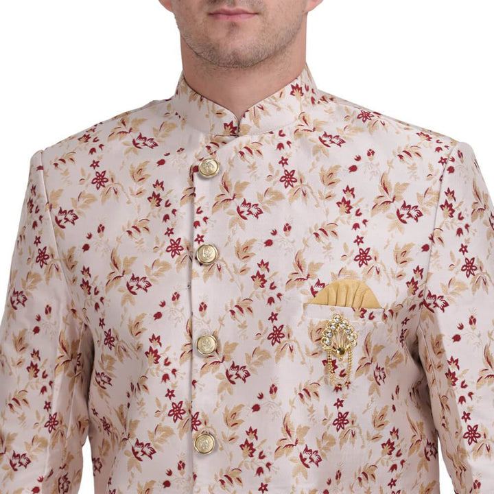 Unique Indo Western Sherwani in printed  Silk