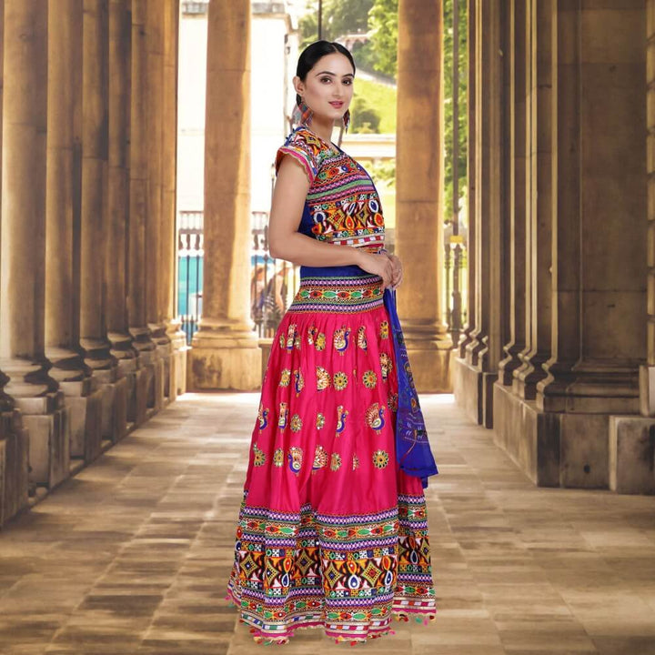 Pink And Blue Traditional Chania Choli 