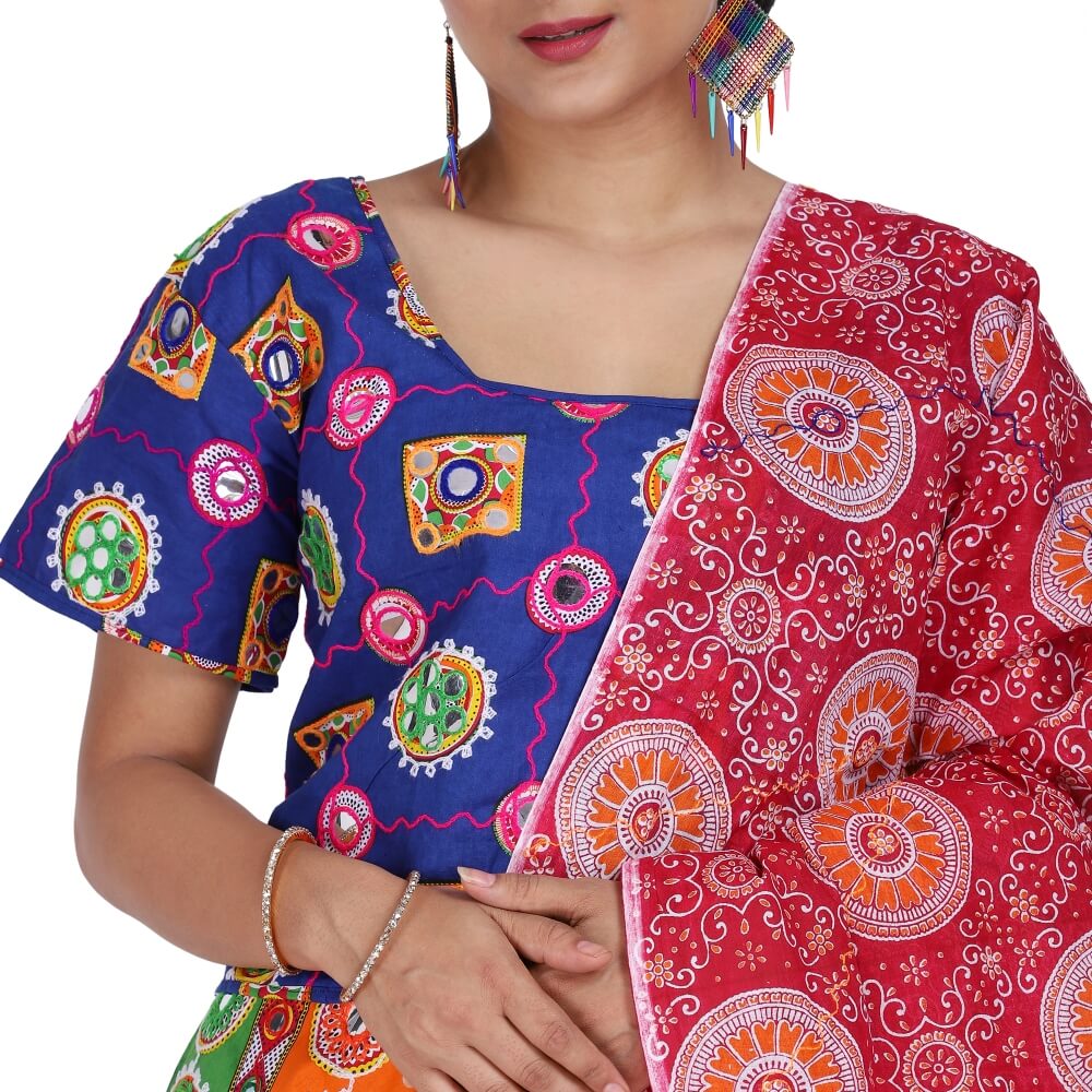 Patch Work  Chania With Bandhani Dupatta