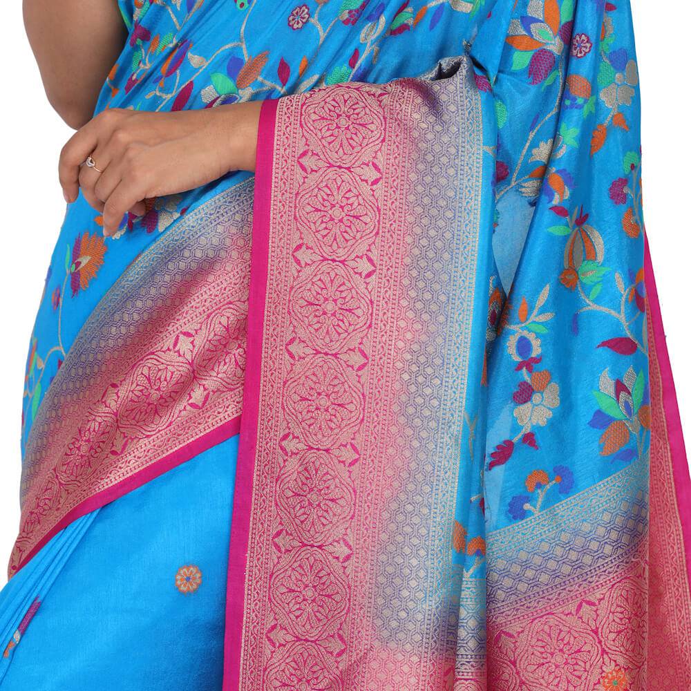 Brocade Silk Saree in blue