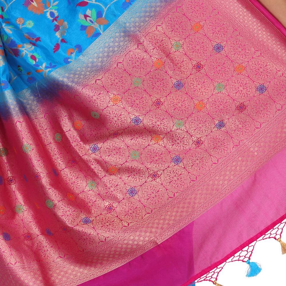 Brocade Silk Saree in blue