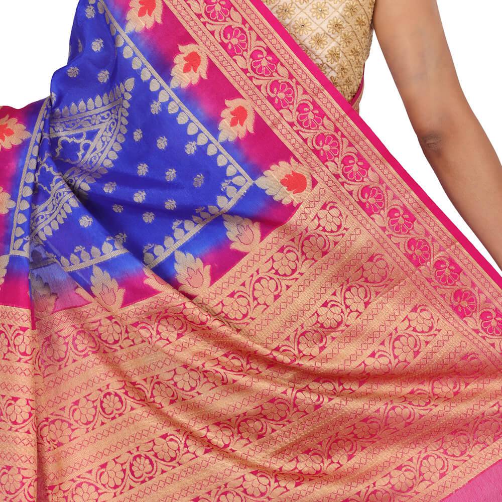 Banarasi Malai  Silk Sari - Blue