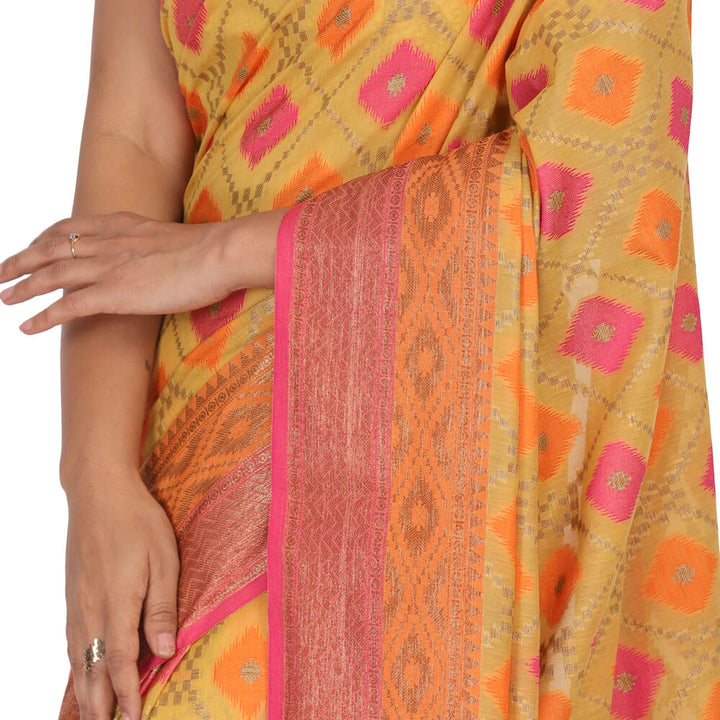 Soft Chanderi cotton silk saree with Zari weave