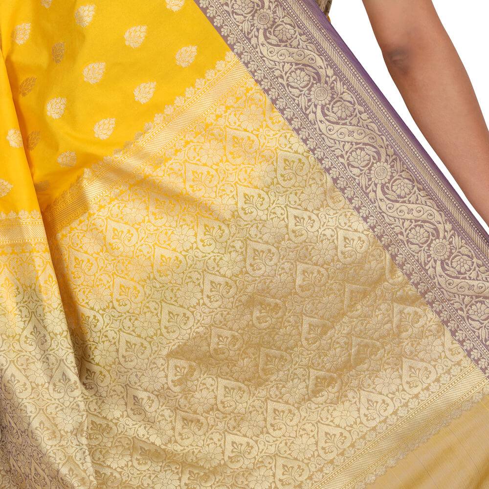 Banarasi katan silk sari - Yellow